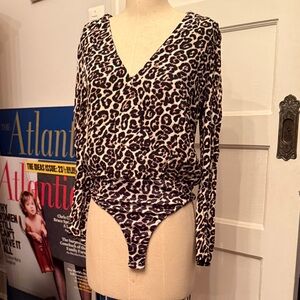 AFRM Animal Print V-Neck Bodysuit